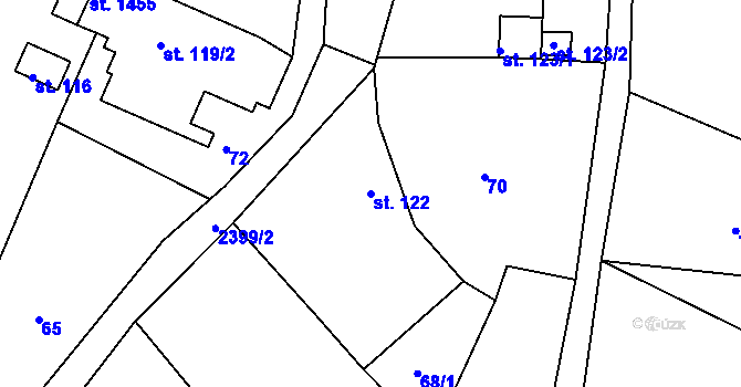 Parcela st. 122 v KÚ Hroznětín, Katastrální mapa