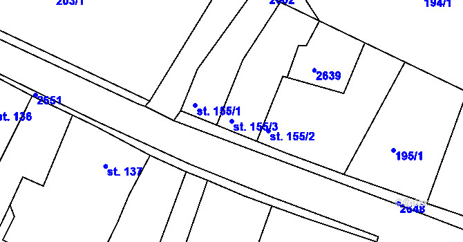 Parcela st. 155/3 v KÚ Hroznětín, Katastrální mapa