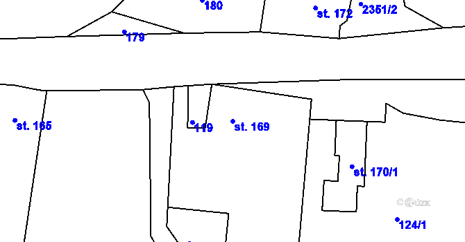 Parcela st. 169 v KÚ Hroznětín, Katastrální mapa