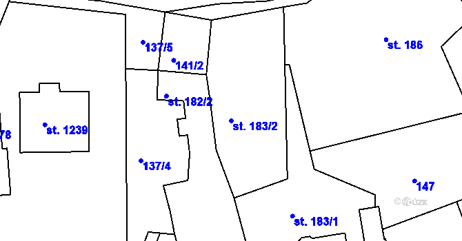 Parcela st. 183/2 v KÚ Hroznětín, Katastrální mapa