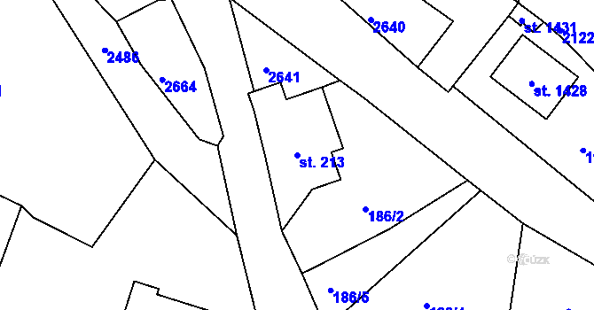 Parcela st. 213 v KÚ Hroznětín, Katastrální mapa