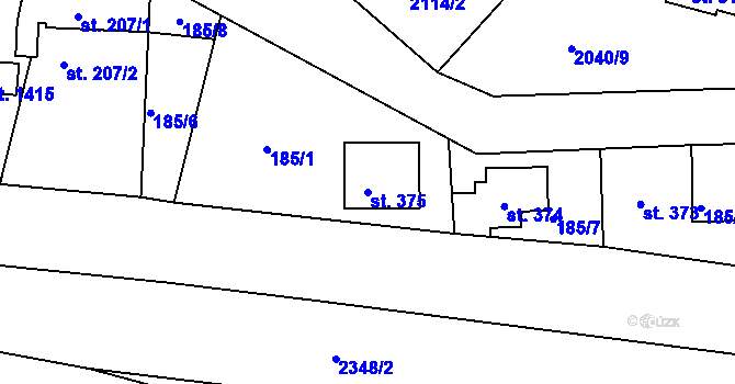 Parcela st. 375 v KÚ Hroznětín, Katastrální mapa