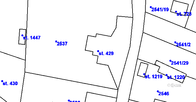 Parcela st. 429 v KÚ Hroznětín, Katastrální mapa