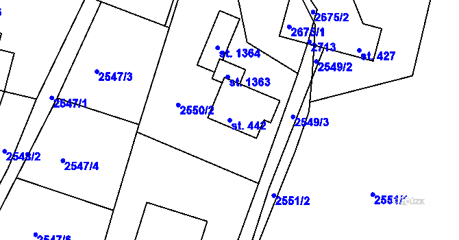 Parcela st. 442 v KÚ Hroznětín, Katastrální mapa