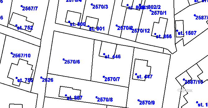 Parcela st. 446 v KÚ Hroznětín, Katastrální mapa