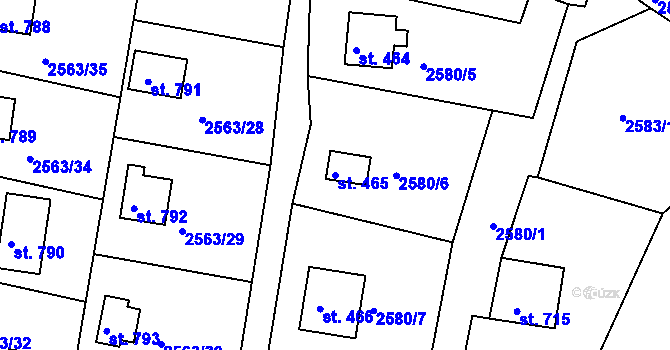 Parcela st. 465 v KÚ Hroznětín, Katastrální mapa