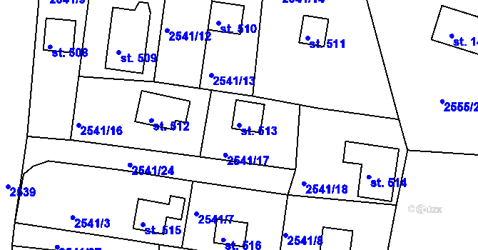 Parcela st. 513 v KÚ Hroznětín, Katastrální mapa