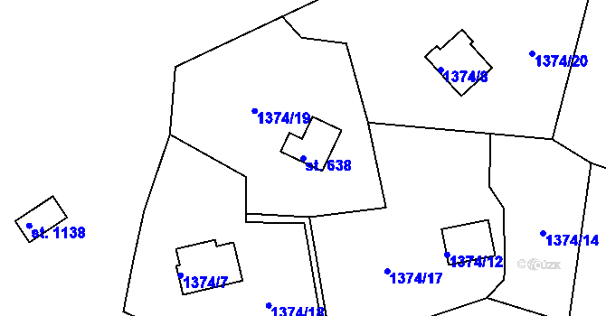 Parcela st. 638 v KÚ Hroznětín, Katastrální mapa