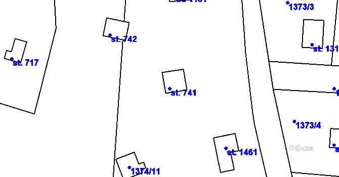 Parcela st. 741 v KÚ Hroznětín, Katastrální mapa