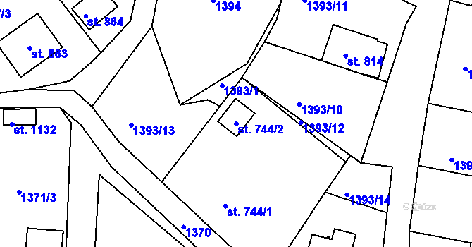 Parcela st. 744/2 v KÚ Hroznětín, Katastrální mapa
