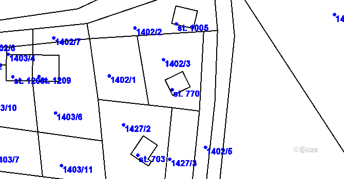 Parcela st. 770 v KÚ Hroznětín, Katastrální mapa
