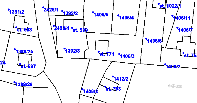 Parcela st. 771 v KÚ Hroznětín, Katastrální mapa