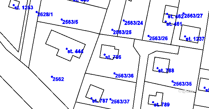 Parcela st. 786 v KÚ Hroznětín, Katastrální mapa