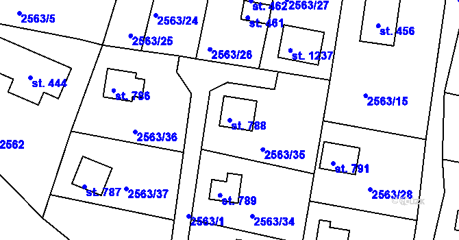 Parcela st. 788 v KÚ Hroznětín, Katastrální mapa