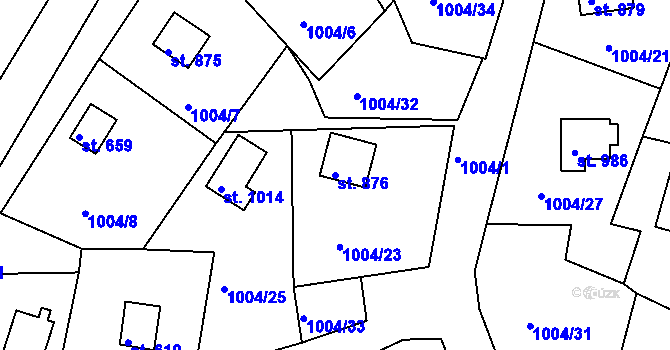 Parcela st. 876 v KÚ Hroznětín, Katastrální mapa