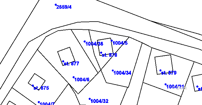 Parcela st. 878 v KÚ Hroznětín, Katastrální mapa