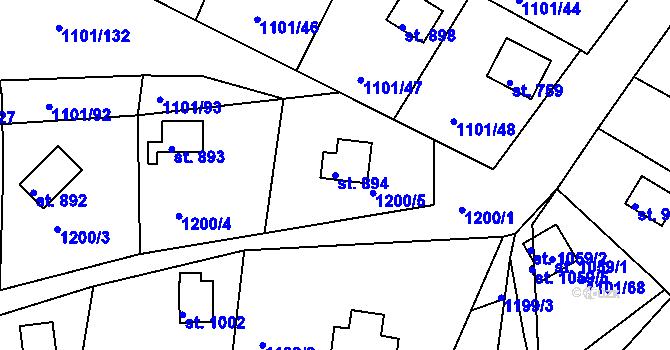 Parcela st. 894 v KÚ Hroznětín, Katastrální mapa