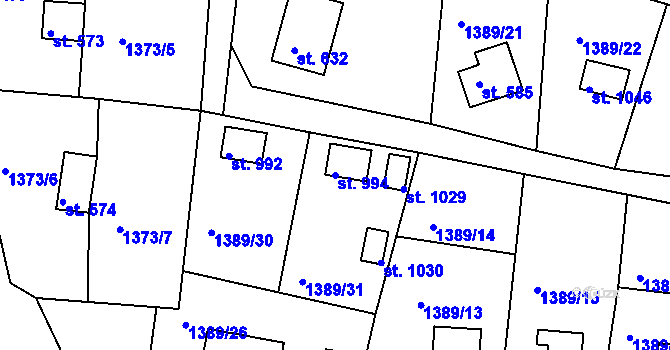 Parcela st. 994 v KÚ Hroznětín, Katastrální mapa