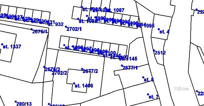 Parcela st. 1101 v KÚ Hroznětín, Katastrální mapa