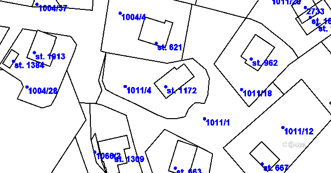 Parcela st. 1172 v KÚ Hroznětín, Katastrální mapa