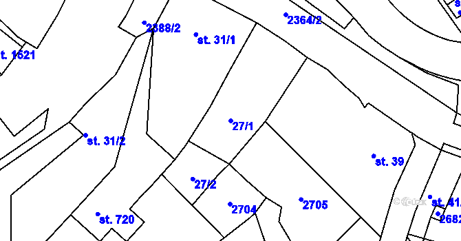 Parcela st. 27/1 v KÚ Hroznětín, Katastrální mapa