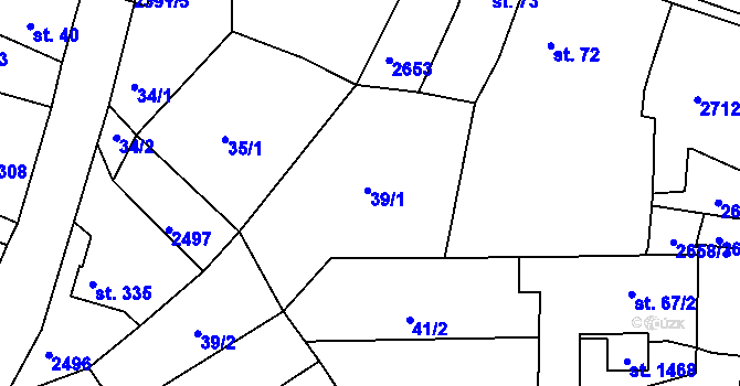 Parcela st. 39 v KÚ Hroznětín, Katastrální mapa