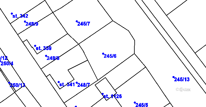 Parcela st. 245/6 v KÚ Hroznětín, Katastrální mapa
