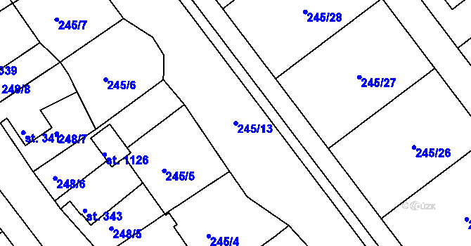 Parcela st. 245/13 v KÚ Hroznětín, Katastrální mapa