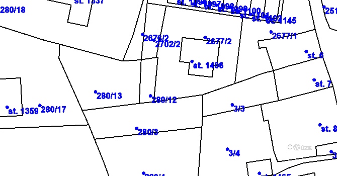 Parcela st. 280/2 v KÚ Hroznětín, Katastrální mapa