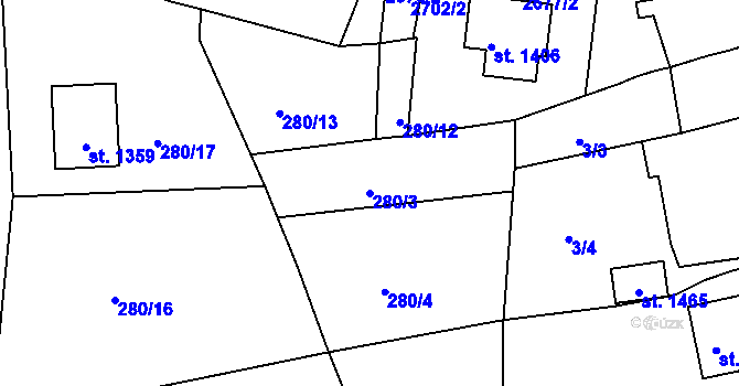 Parcela st. 280/3 v KÚ Hroznětín, Katastrální mapa