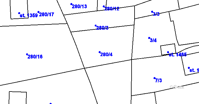 Parcela st. 280/4 v KÚ Hroznětín, Katastrální mapa
