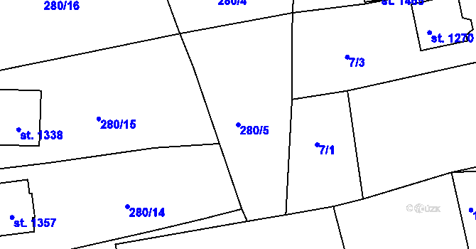 Parcela st. 280/5 v KÚ Hroznětín, Katastrální mapa