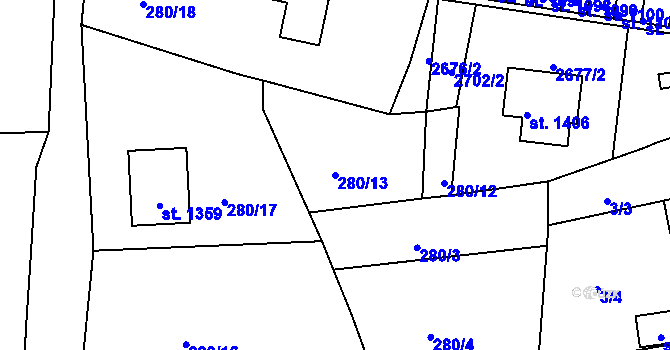 Parcela st. 280/13 v KÚ Hroznětín, Katastrální mapa