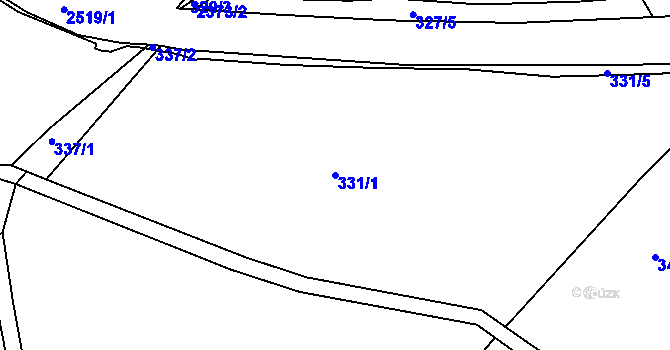 Parcela st. 331/1 v KÚ Hroznětín, Katastrální mapa