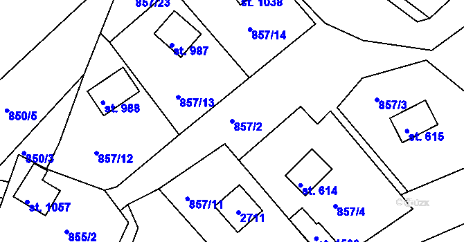 Parcela st. 857/2 v KÚ Hroznětín, Katastrální mapa