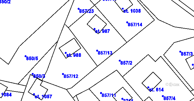 Parcela st. 857/13 v KÚ Hroznětín, Katastrální mapa