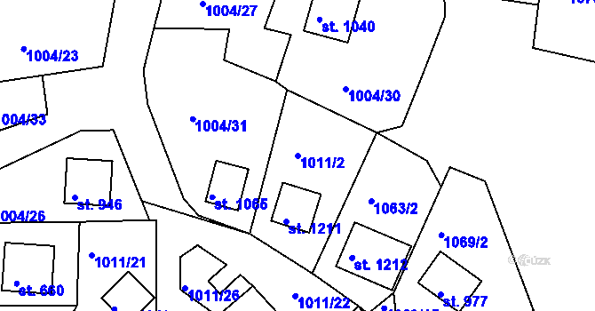 Parcela st. 1011/2 v KÚ Hroznětín, Katastrální mapa