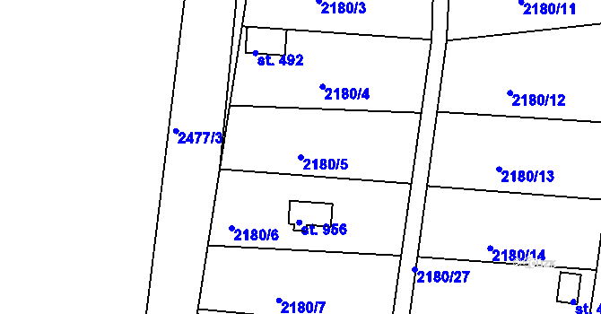 Parcela st. 2180/5 v KÚ Hroznětín, Katastrální mapa
