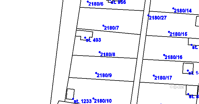 Parcela st. 2180/8 v KÚ Hroznětín, Katastrální mapa