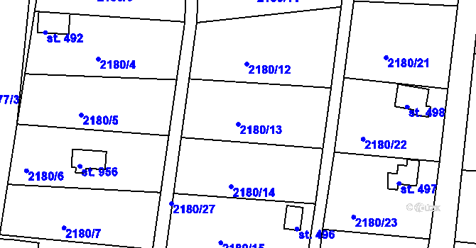 Parcela st. 2180/13 v KÚ Hroznětín, Katastrální mapa