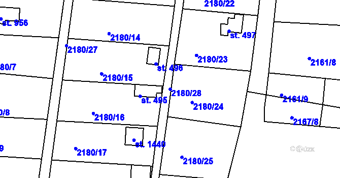 Parcela st. 2180/28 v KÚ Hroznětín, Katastrální mapa