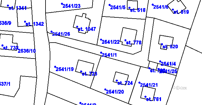Parcela st. 2541/1 v KÚ Hroznětín, Katastrální mapa