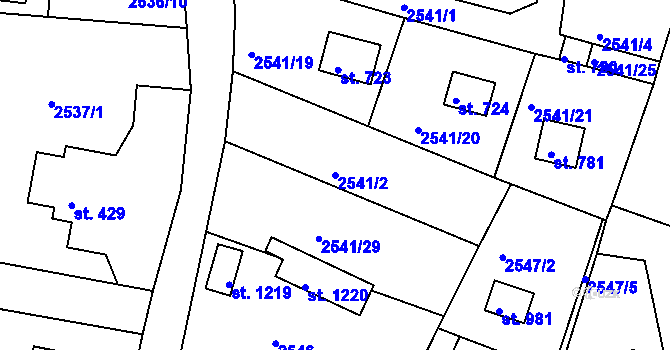 Parcela st. 2541/2 v KÚ Hroznětín, Katastrální mapa
