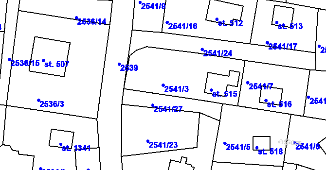 Parcela st. 2541/3 v KÚ Hroznětín, Katastrální mapa