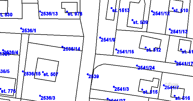 Parcela st. 2541/10 v KÚ Hroznětín, Katastrální mapa