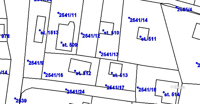 Parcela st. 2541/13 v KÚ Hroznětín, Katastrální mapa