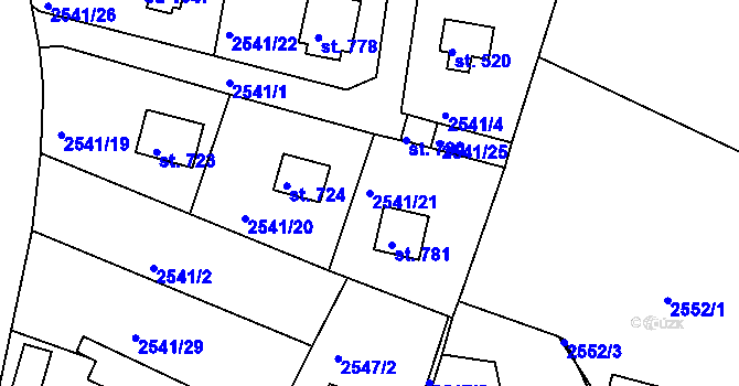 Parcela st. 2541/21 v KÚ Hroznětín, Katastrální mapa