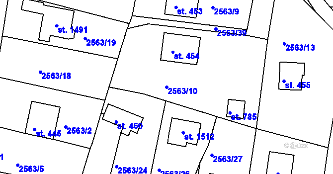 Parcela st. 2563/10 v KÚ Hroznětín, Katastrální mapa