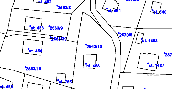 Parcela st. 2563/13 v KÚ Hroznětín, Katastrální mapa