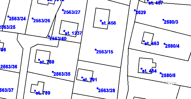 Parcela st. 2563/15 v KÚ Hroznětín, Katastrální mapa